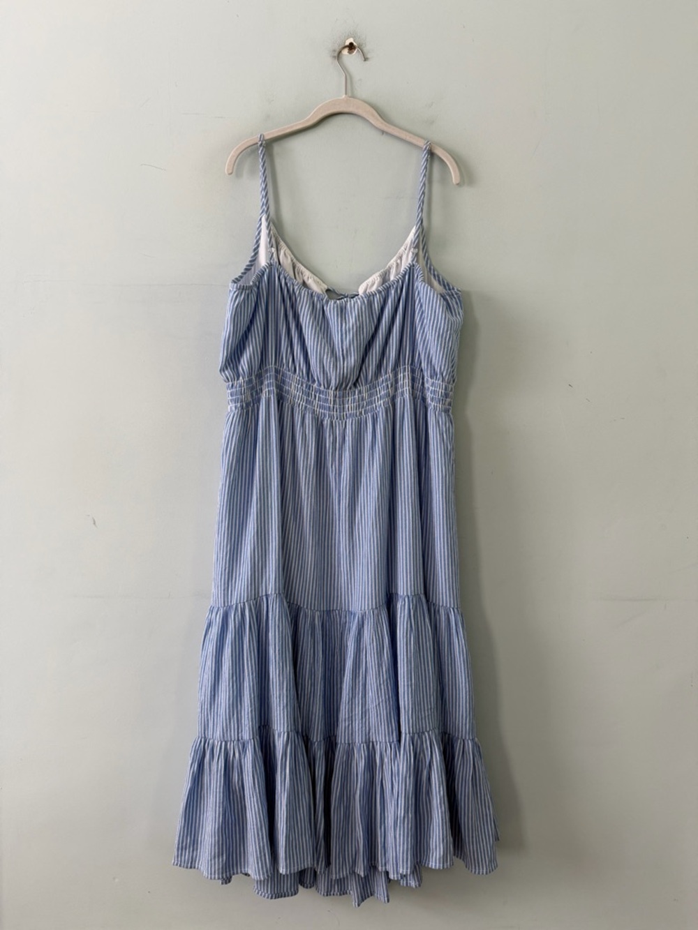 NWT Banana Republic Tiered Stripe Gauze Damselfish Blue Coastal Midi Dress - Picture 3 of 6